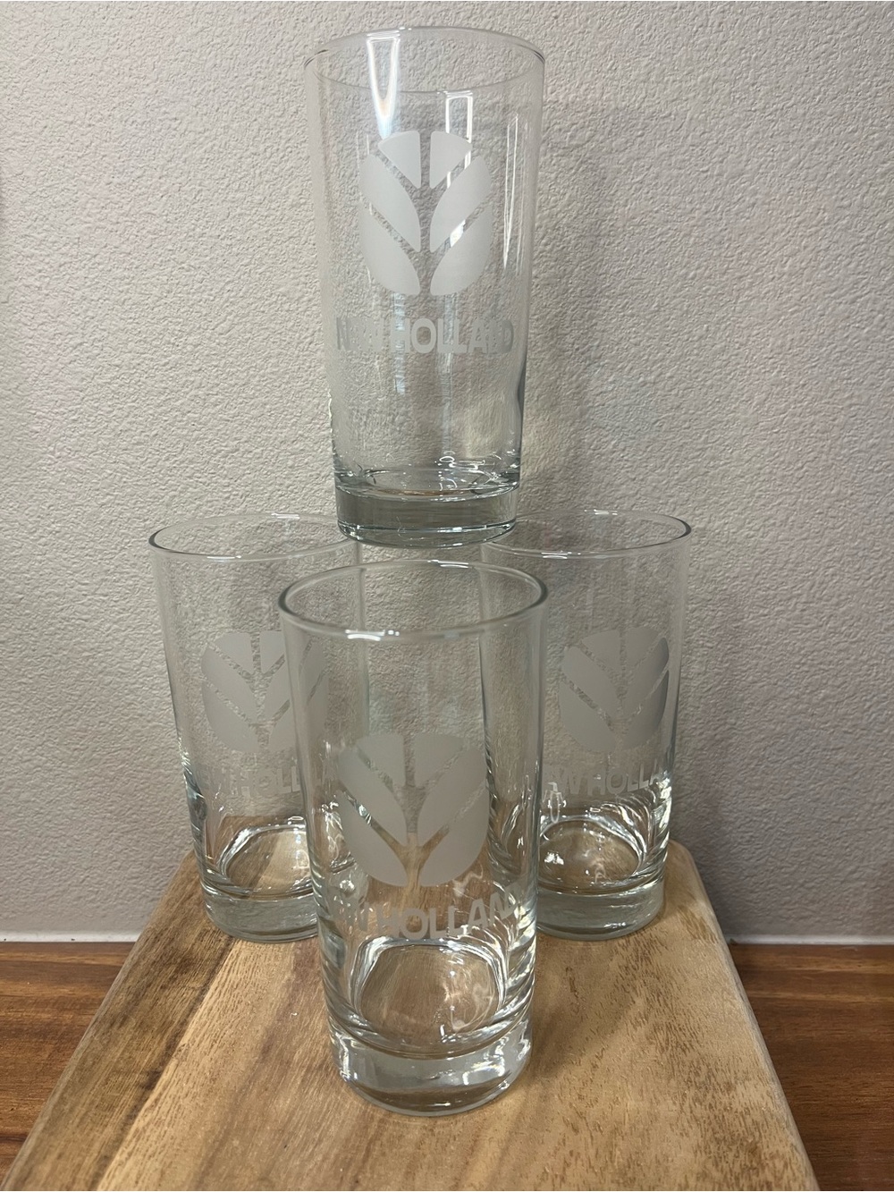 4-COLLECTIBLE ADVERTISING New Holland Farm Tractor Clear Drinking Glasses RARE